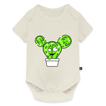 Kaktus Kakteen Gesicht Stachelig Lustig Grimasse - Baby Premium Kurzarmbody - Naturweiß - Vorne