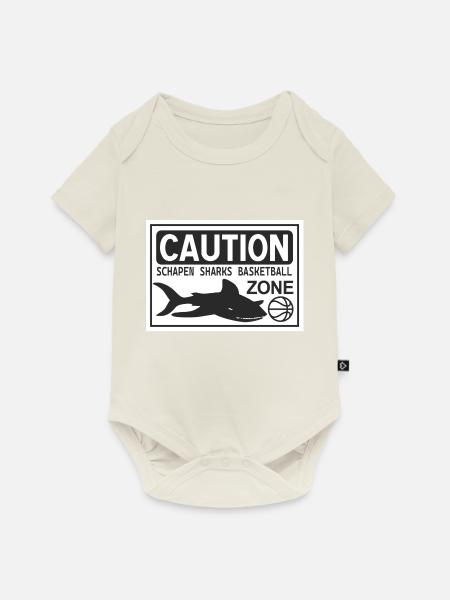 CAUTION SHARKS white - Baby Premium Kurzarmbody - Naturweiß