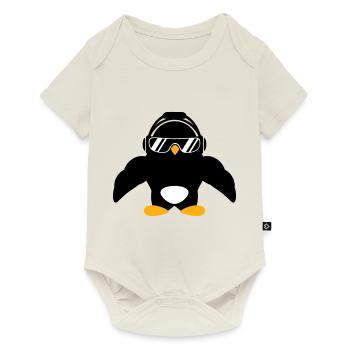 Penguin Bodybuilder Lunettes de soleil Casque Muscles - Body à manches courtes Premium Bébé - blanc cassé - Devant