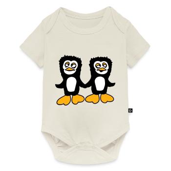 Penguins Équipe 2 Amis Fatigué Confus Se tenant la main - Body à manches courtes Premium Bébé - blanc cassé - Devant