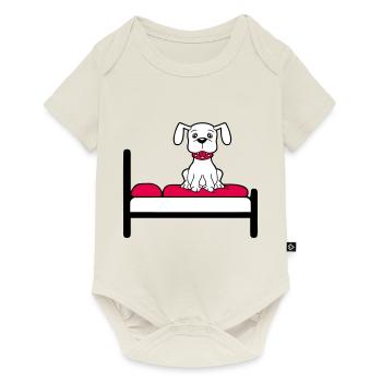 Chien Sur Le Lit Détendu Dormir Chambre Mignon - Body à manches courtes Premium Bébé - blanc cassé - Devant