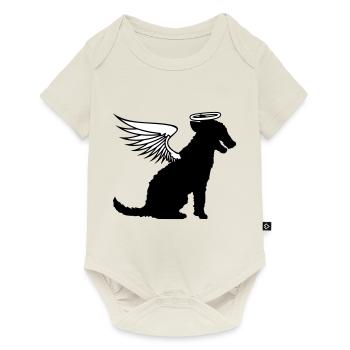 Hund Engel Heiligenschein Flügel Himmel Engelchen - Baby Premium Kurzarmbody - Naturweiß - Vorne