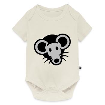 Maus Wand Loch Mauseloch Guckt Süß Lustig Comic - Baby Premium Kurzarmbody - Naturweiß - Vorne