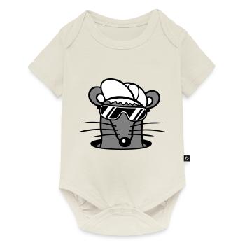 Souris Lunettes de soleil Cool Cappy Trou de sol Trou de souris - Body à manches courtes Premium Bébé - blanc cassé - Devant