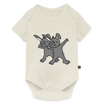 2 Bunnies Dabbing Dab Dance Pose Dancing Friends Team - Baby Premium short-sleeve bodysuit - off white - Front