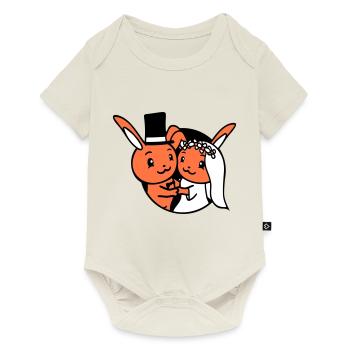 2 Bunnies Couple In Love Woman Man Empire Top Hat - Baby Premium short-sleeve bodysuit - off white - Front