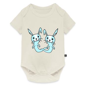 2 Lapins Fantôme Fantôme Hanter Halloween Effrayant - Body à manches courtes Premium Bébé - blanc cassé - Devant