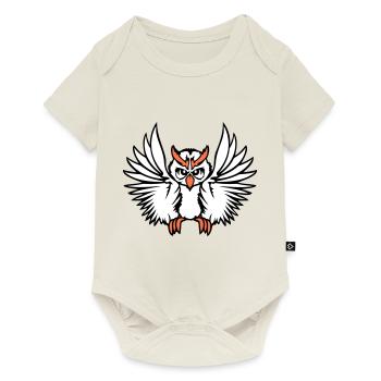 hibou oiseau aigle hibou hibou oiseau de nuit chouette effraie volant cool - Body à manches courtes Premium Bébé - blanc cassé - Devant