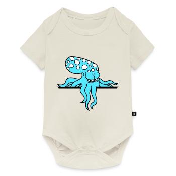 Octopus Behind Wall Fence Sign Bag Looks Evil - Baby Premium short-sleeve bodysuit - off white - Front
