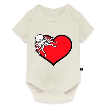 J’aime le cœur de pieuvre J’aime le symbole du coeur Logo mignon - Body à manches courtes Premium Bébé - blanc cassé - Devant