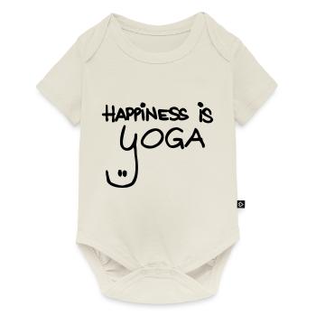 happiness is yoga - Baby Premium Kurzarmbody - Naturweiß - Vorne