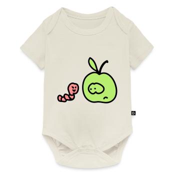 Pomme + Worm 3 - Body à manches courtes Premium Bébé - blanc cassé - Devant