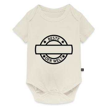 Stempel Beste ... Der Welt - Text selbst schreiben - Baby Premium Kurzarmbody - Naturweiß - Vorne