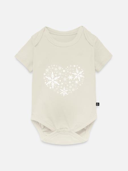 Schneeball Herz - Baby Premium Kurzarmbody - Naturweiß