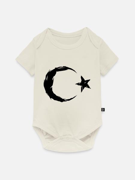 Turkey Flag - Baby Premium Kurzarmbody - Naturweiß