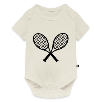 Tennisschläger Logo - Baby Premium Kurzarmbody - Naturweiß - Vorne