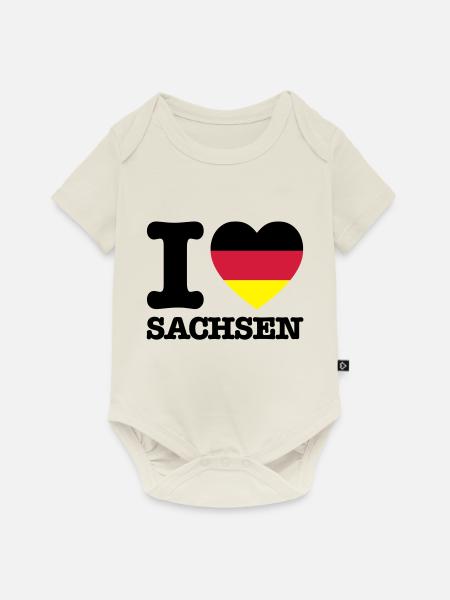 I Love Sachsen Deutschland - Baby Premium Kurzarmbody - Naturweiß