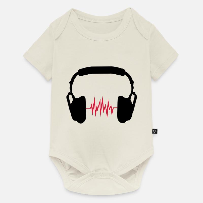 Kopfhörer - Baby Premium Kurzarmbody - Naturweiß