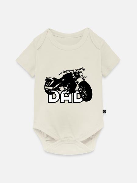 Biker DAD Black/White Motorcycle - Baby Premium Kurzarmbody - Naturweiß