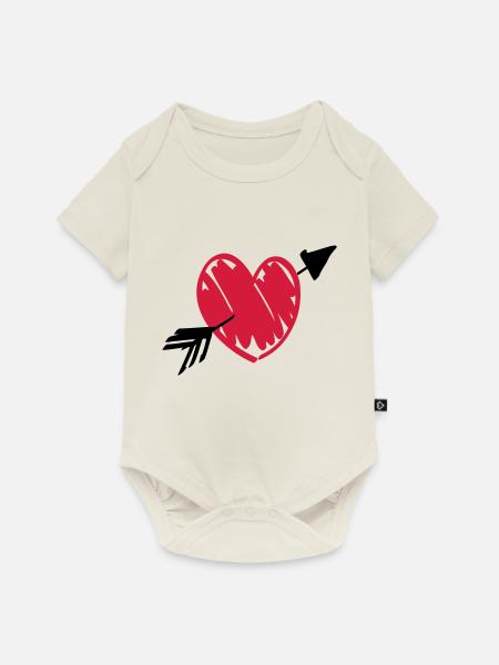 Herz Pfeil - Baby Premium Kurzarmbody - Naturweiß