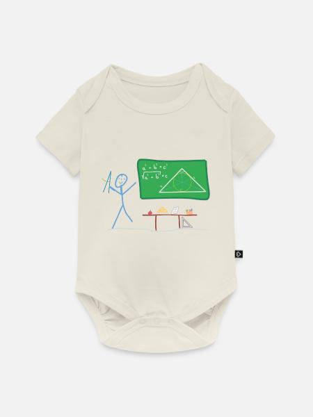 Schule Strichmännnchen, Geometrie Aufgabe Mathe - Baby Premium Kurzarmbody - Naturweiß