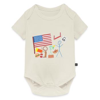 America USA Stick Figure Travel States Bridge - Baby Premium short-sleeve bodysuit - off white - Front