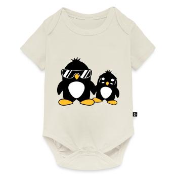 pingouin papa enfant bébé garçon père fils fille f - Body à manches courtes Premium Bébé - blanc cassé - Devant