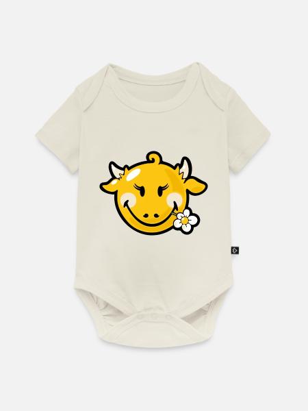 Smiley Cow - Baby Premium Kurzarmbody - Naturweiß