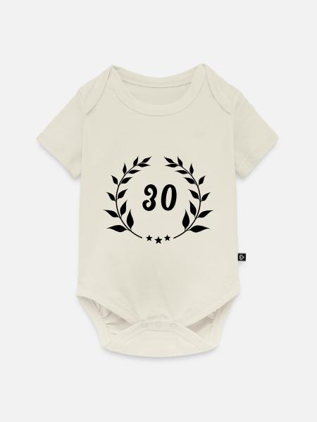 Meilenstein 30 - Baby Premium Kurzarmbody - Naturweiß