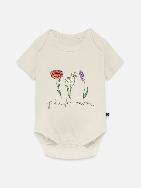 plantmom Blumen - Baby Premium Kurzarmbody - Naturweiß