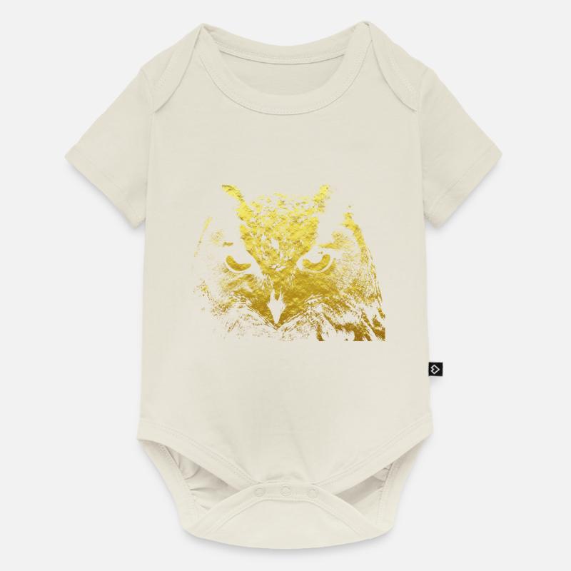 Eule - Baby Premium Kurzarmbody - Naturweiß