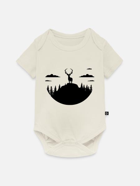 Hirsche - Baby Premium Kurzarmbody - Naturweiß