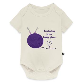 Häkeln ist mein glücklicher Ort - Baby Premium Kurzarmbody - Naturweiß - Vorne