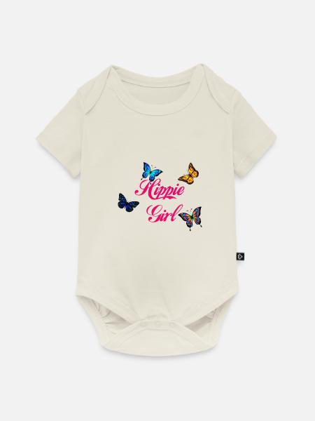 Hippie Girl Butterfly - Baby Premium Kurzarmbody - Naturweiß