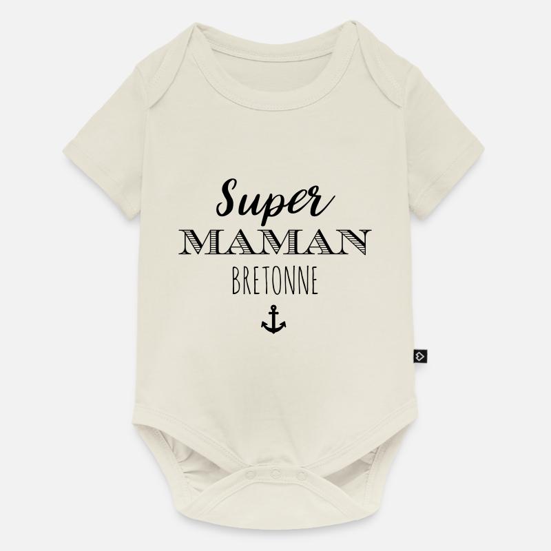 Super Maman Bretonne - Body à manches courtes Premium Bébé - blanc cassé
