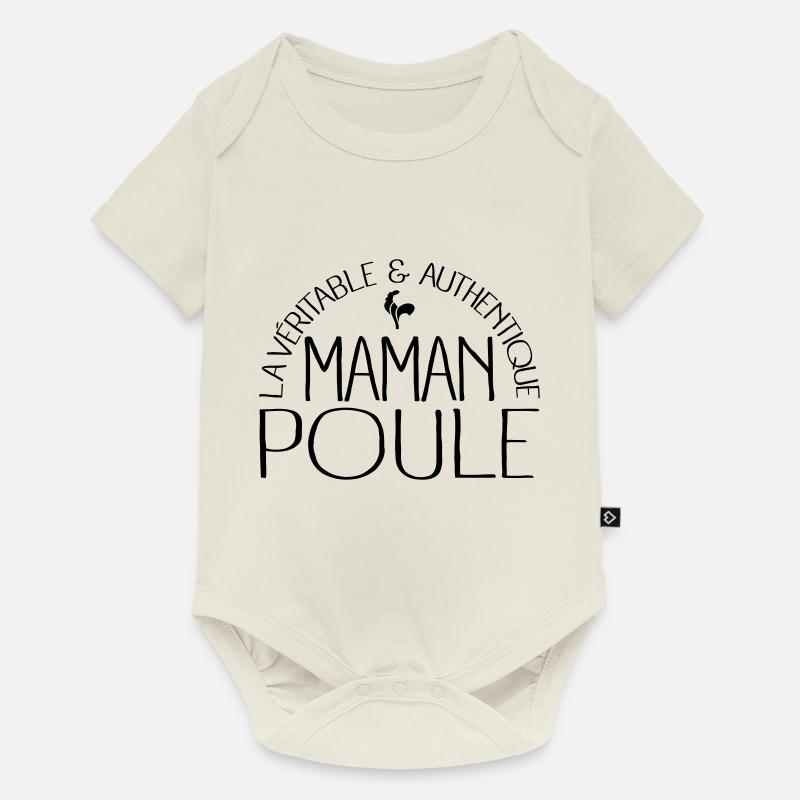 Maman Poule - Body à manches courtes Premium Bébé - blanc cassé