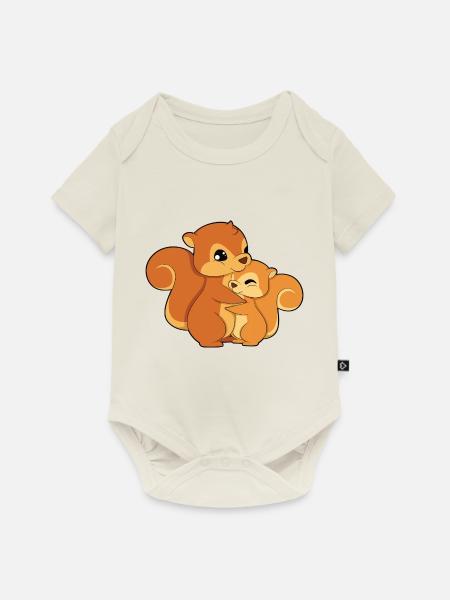Eichhörnchen Familie Umarmen - Baby Premium Kurzarmbody - Naturweiß
