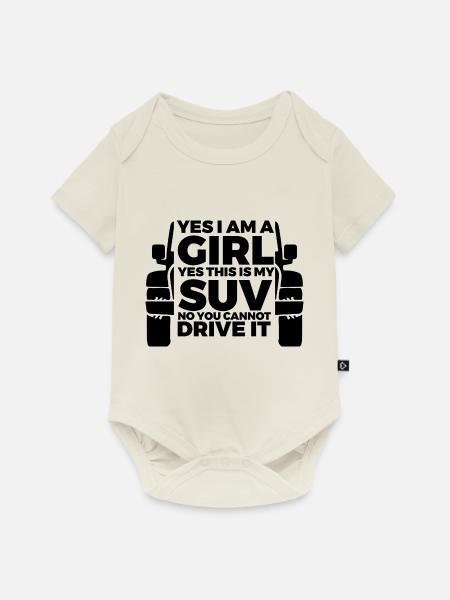 Frau mit Geländewagen - Baby Premium Kurzarmbody - Naturweiß