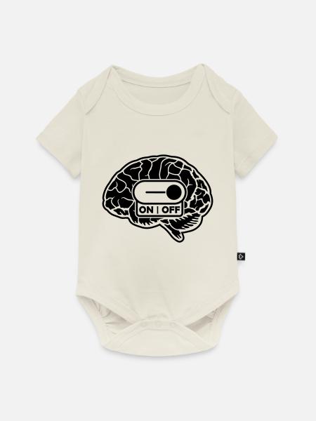 On Off Gehirn - Baby Premium Kurzarmbody - Naturweiß