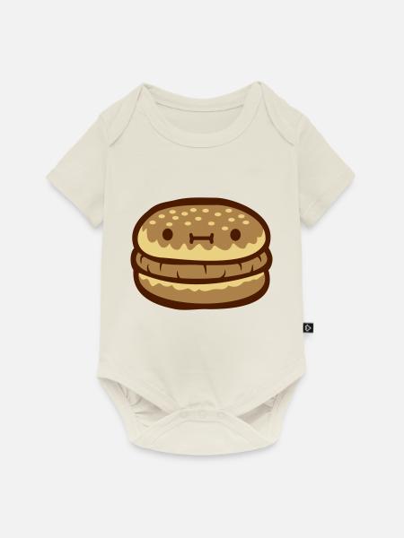 Niedliches Gesicht Cheeseburger - Baby Premium Kurzarmbody - Naturweiß