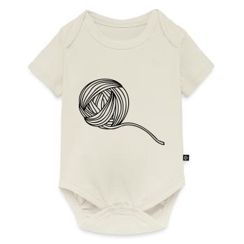 Illustration Comic Wollball - Baby Premium Kurzarmbody - Naturweiß - Vorne