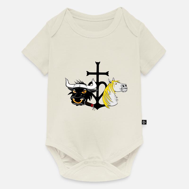 Taureau et Cheval Camargue - Body à manches courtes Premium Bébé - blanc cassé