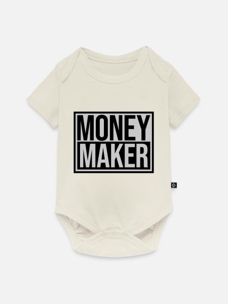 Schild Money Maker Reich - Baby Premium Kurzarmbody - Naturweiß