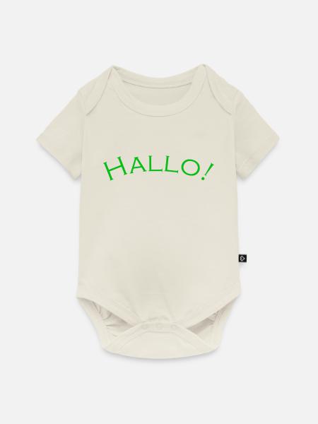 Hallo Grün - Baby Premium Kurzarmbody - Naturweiß