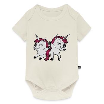 2 Licornes dansantes Dabbing - Body à manches courtes Premium Bébé - blanc cassé - Devant