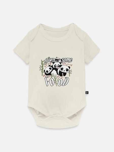 Essen - Pandas - Baby Premium Kurzarmbody - Naturweiß