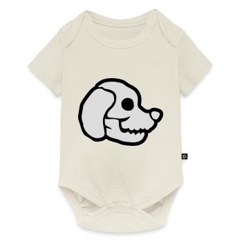 Chiens Crâne Halloween Squelette - Body à manches courtes Premium Bébé - blanc cassé - Devant
