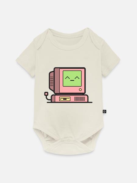 Happy Retro Computer - Baby Premium Kurzarmbody - Naturweiß