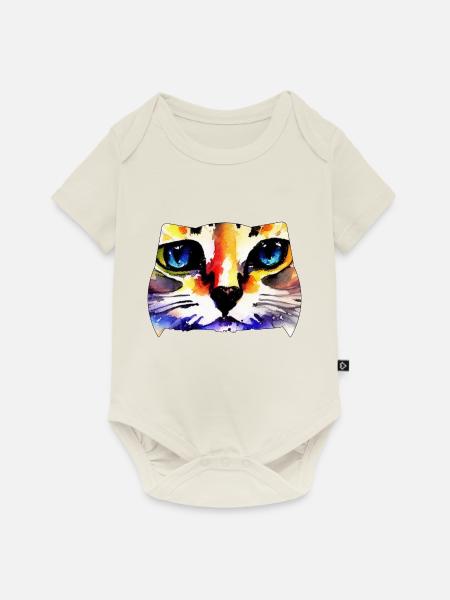 Katzengesicht 6 - Baby Premium Kurzarmbody - Naturweiß