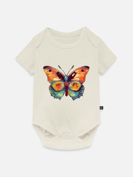 Leo der Brillenschmetterling - Baby Premium Kurzarmbody - Naturweiß